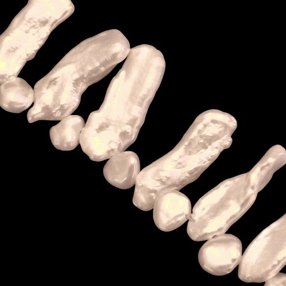 Freshwater Stick Pearl Necklace and Earrings Set Vintage 1980s T-Clasp - Picture 14 of 14